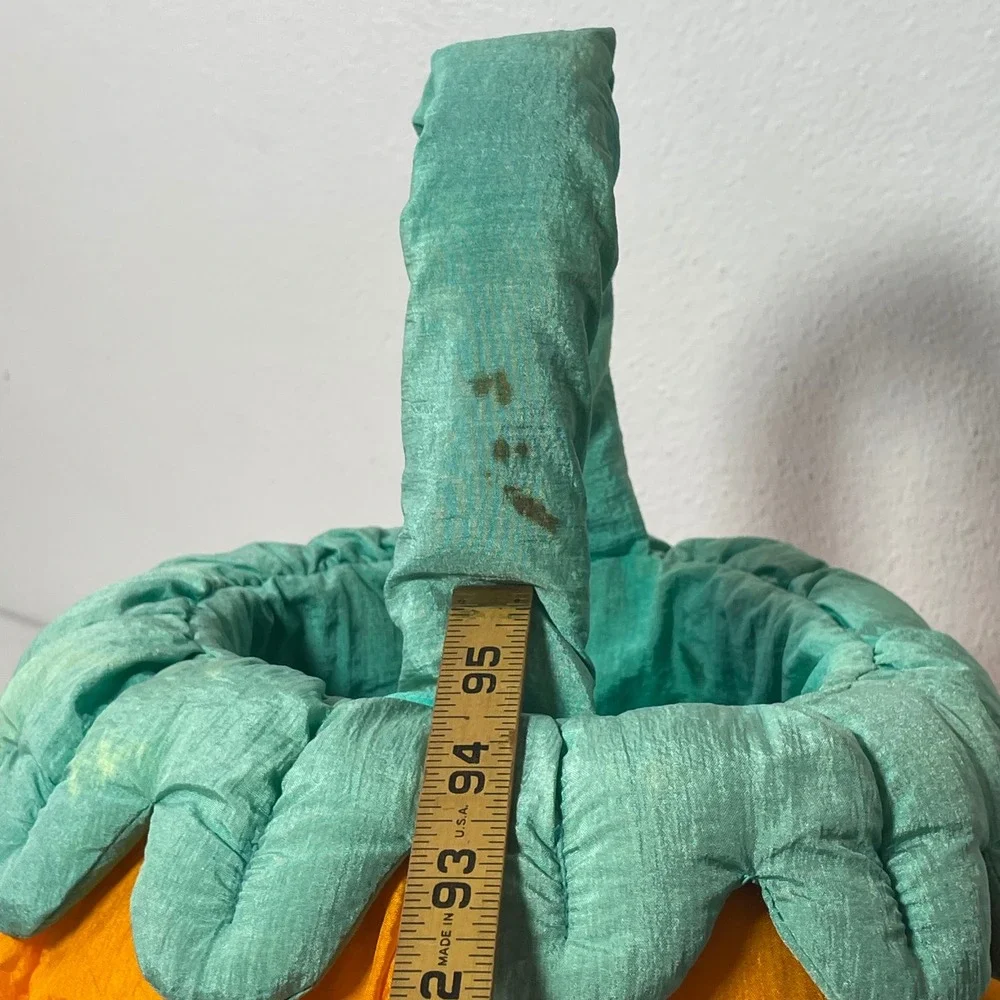 Vintage 90s Halloween Trick or Treat Bucket Plush Pumpkin Whimsical